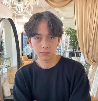 パーマ メンズ ボブ ショート 髪質改善  相澤晃希のヘアスタイル