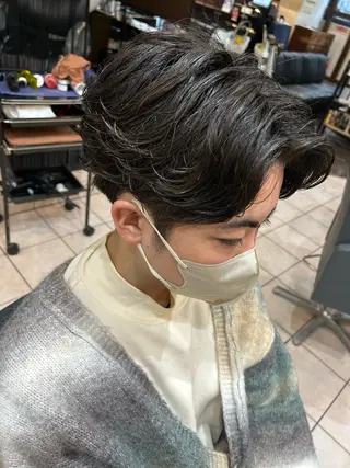 ミディアム パーマ メンズ 大阪/梅田/シャドウ パーマ/ノボリユウタのヘアスタイル