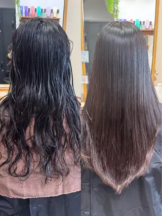 ロング パーマ 縮毛矯正/艶髪カラー ヘアアレンジ/ひふみのヘアスタイル