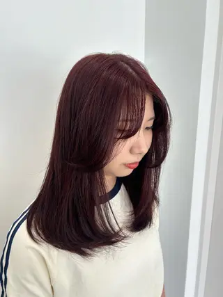 セミロング カラー 愛結 暖色カラー🎀🩰のヘアスタイル