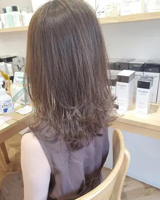 ミディアム カラー belta 姫路山吹 カラーモデル募集のヘアスタイル
