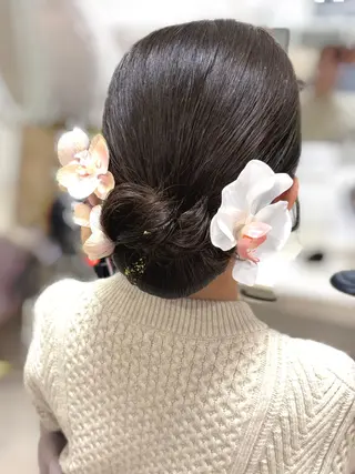 セミロング ヘアアレンジ achieve m＋茶屋町店所属・ヘアメイクサロン 梅田茶屋町のヘアスタイル