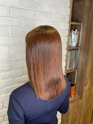 ミディアム パーマ 髪質改善/縮毛矯正 艶カラー/珠聡のヘアスタイル