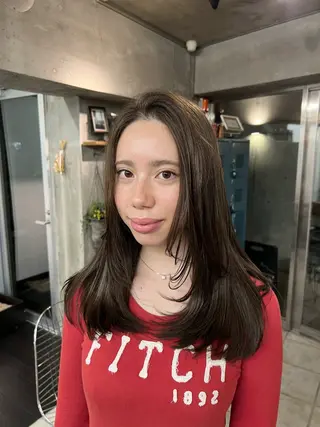 セミロング 土田かほ/本日🈳 透明感カラー🍃のヘアスタイル