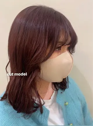 セミロング カラー 顔周りレイヤー 🎀マリノのヘアスタイル