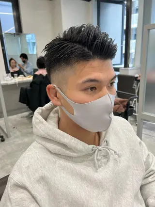 ショート カラー パーマ メンズ kiitos所属・関西センターパート メンズモデル募集のヘアスタイル