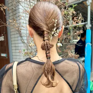 ヘアアレンジ ハイトーン/ブリーチ 似合せカット/パーマのヘアスタイル