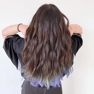 ロング カラー パーマ ヘアアレンジ マツエク・マツパ くすみミルクティー／ ブラウン🪡TOWAのヘアスタイル