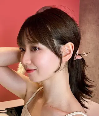 ミディアム カラー 山崎/ボブ縮毛矯正 レイヤー髪質改善のヘアスタイル