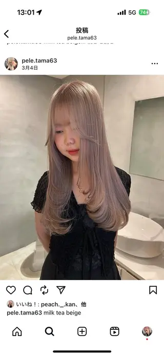 ロング PELE 梅田 ANNEX 大阪梅田茶屋町店 ダブルカラー/ブリーチ/ハイトーン【ペレ】所属・梅田/ハイトーン/ Juriのヘアスタイル