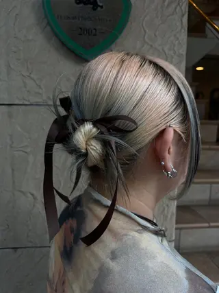 セミロング カラー ヘアアレンジ 透けカラー/ アレンジ/篠崎渚彩のヘアスタイル