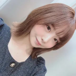 ミディアム たぴ。ぱつっとボブ /暖色艶カラー🍒のヘアスタイル