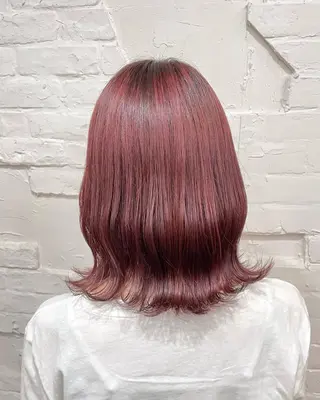 ミディアム カラー ヘアアレンジ 【ピンク/韓国ヘア/ ヘアセット】亜海のヘアスタイル