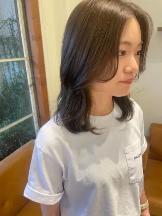 ミディアム カラー 片山千晴✨ツヤ髪 ✨顔まわりカット✨のヘアスタイル