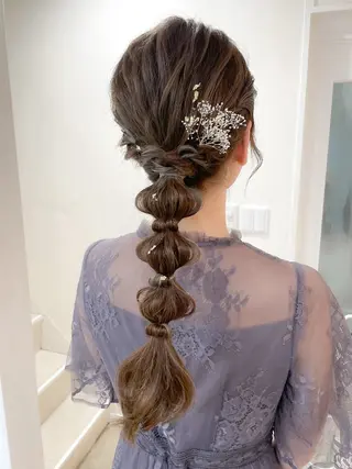 ヘアアレンジ ミディアム/顔周り/ ベージュ🌼mayuのヘアスタイル