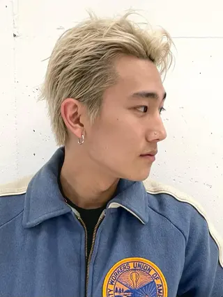 ショート カラー メンズ スパイラルパーマ 🌐hina⭐️のヘアスタイル