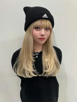 ロング カラー ヘアアレンジ 韓国レイヤーカット /韓国トレンドカラーのヘアスタイル