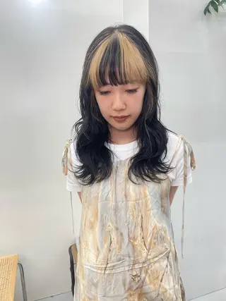 セミロング カラー カットモデル/ ハイトーン/ゆうあのヘアスタイル