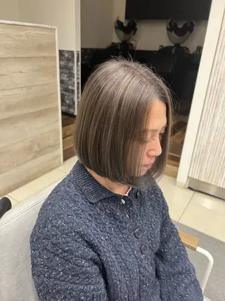 ミディアム カラー 太白区白髪ぼかし/ ボブカット/千葉達人のヘアスタイル