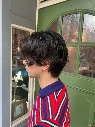 ショート パーマ メンズ 清水千優/パーマ/透 明感カラー/メンズのヘアスタイル