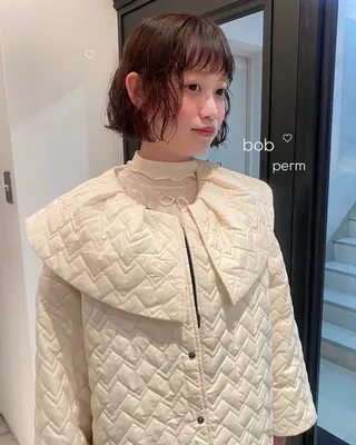 ショート パーマ riria/ボブ /ブラウンカラー🎀のヘアスタイル