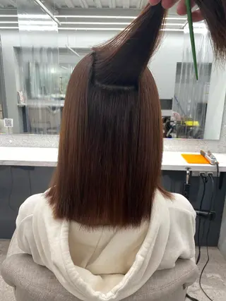 ミディアム パーマ 京都レイヤーカット/ 縮毛矯正/羽柴りくのヘアスタイル