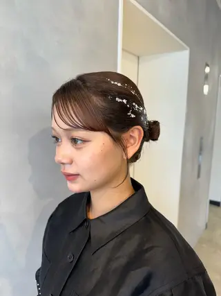 セミロング ヘアアレンジ 透明感カラー✨艶髪 制作🌱山根あゆみのヘアスタイル