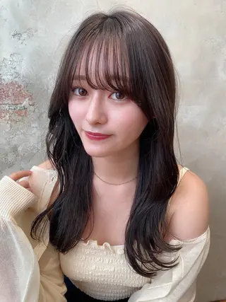 セミロング カラー 顔周り/くびれヘア 韓国ヘア💕風間るなのヘアスタイル