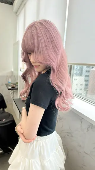 ロング カラー ヘアアレンジ GO TODAY シェアサロン 原宿本店所属・原宿ハイトーンカラー 🌼みるい🌼のヘアスタイル