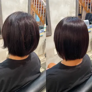 🐾及部 艶髪|艶 カラーショート|ボブのヘアスタイル