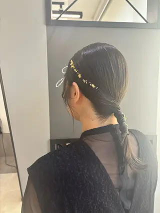 セミロング ブリーチなしWカラー ヘアセット菜希のヘアスタイル