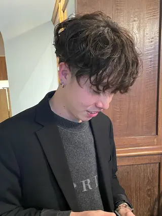 ショート メンズ loty hair design所属・Juri メンズカットパーマのヘアスタイル