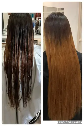 ロング パーマ ブリーチ&ストレート 長谷川勇人のヘアスタイル