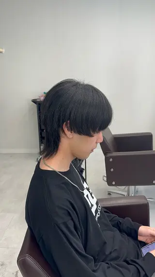 ミディアム メンズ ニュアンス/フェザー /ウルフ/伶馬のヘアスタイル