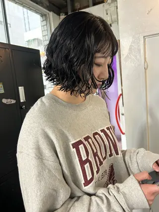 ミディアム カラー パーマ 小川真歩/パーマ /暖色オリーブのヘアスタイル