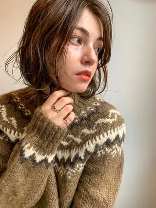 ミディアム パーマ カラー CEINE PATHのヘアスタイル