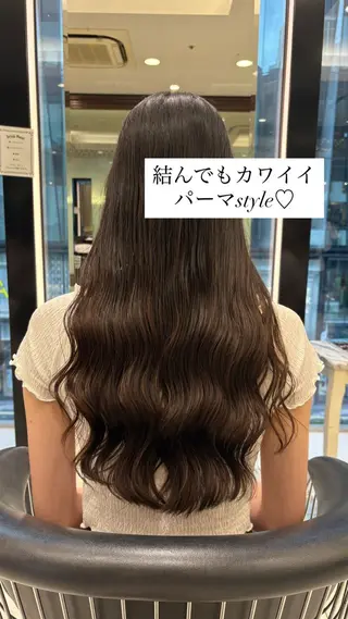 セミロング パーマ 垢抜けヘア 韓国ヘア銀座近下菜央のヘアスタイル