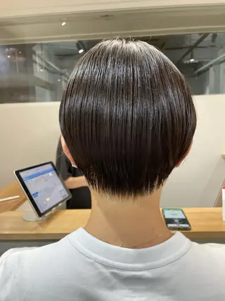 ショート パーマ/透明感カラー /ボブ/吉田一生のヘアスタイル