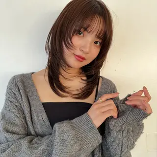 ミディアム 韓国レイヤー/暖色 カラー/KOTONEのヘアスタイル