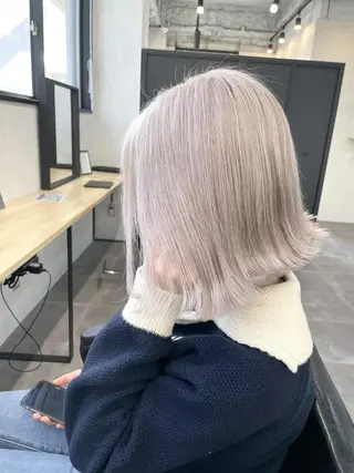 ミディアム カラー ヘアアレンジ ハイトーン カラーのヘアスタイル