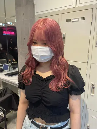 セミロング カラー 韓国ヘア特化💍 tiam💍ブリーチのヘアスタイル