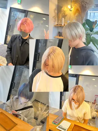 セミロング カラー ハイトーンカラ ー/小川のヘアスタイル