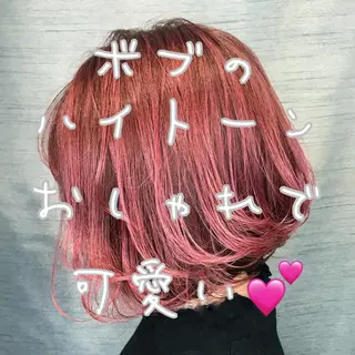 ショート カラー ボブ、縮毛矯正👑 心斎橋/高城涼也のヘアスタイル