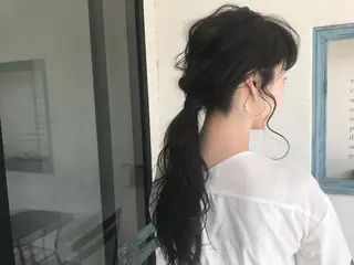 ロング ヘアアレンジ オリーブ透明感カラー 表参道/MIKUのヘアスタイル