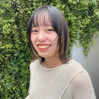 ミディアム カラー パーマ ヘアアレンジ メンズ キッズ ネイル マツエク・マツパ アイブロウ casane所属・暖色・前髪カット 🎗️佐藤ゆみこのヘアスタイル