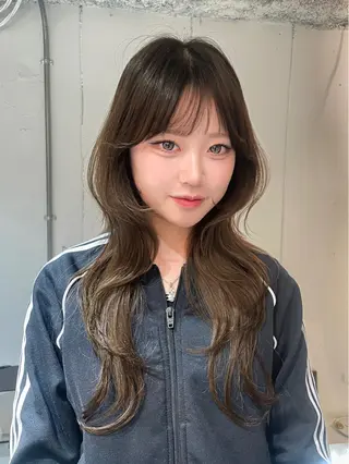 ロング パーマ ヘアアレンジ ハッシュカット/ 韓国ヘア☽⋰mahoのヘアスタイル
