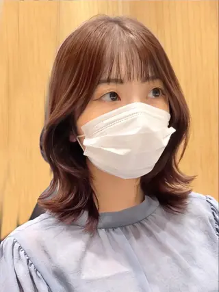 ミディアム カラー パーマ ヘアアレンジ 小野寺瑞希 /最小顔カットのヘアスタイル