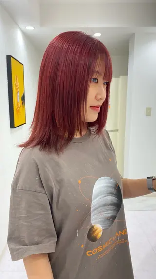 ミディアム カラー RURI韓国ボブ 🇰🇷タッセルボブのヘアスタイル