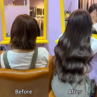 ロング シール＋ちび編み込み エクステ梅田🐨のヘアスタイル