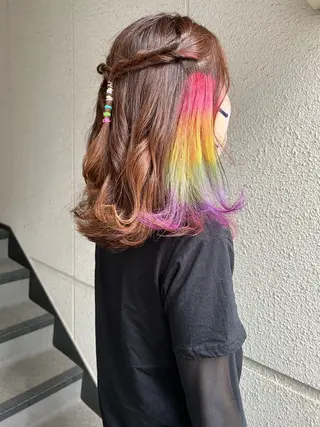 セミロング カラー ヘアアレンジ カラーパティシエ facce🌼ikoのヘアスタイル